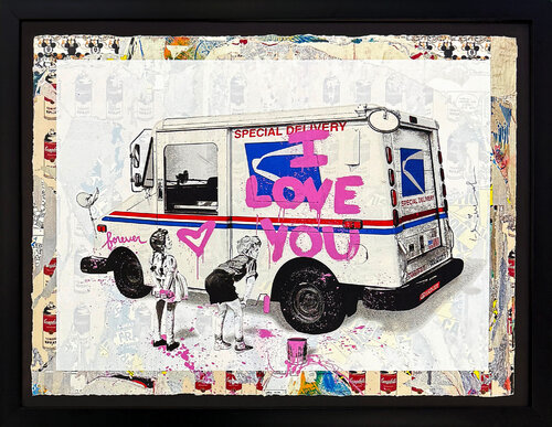 Special Delivery, Unique 1/1 Mixed Media Painting on Paper, Framed, COA von Mr. Brainwash, Malerei kaufen auf Singulart
