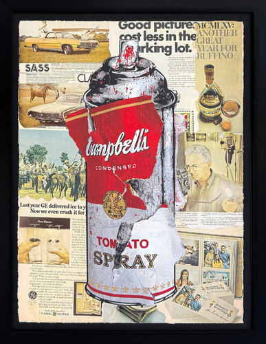 Torn Spray Can, Unique 1/1 Mixed Media Painting on Paper, Framed, COA by Mr. Brainwash, Painting for Sale on Singulart