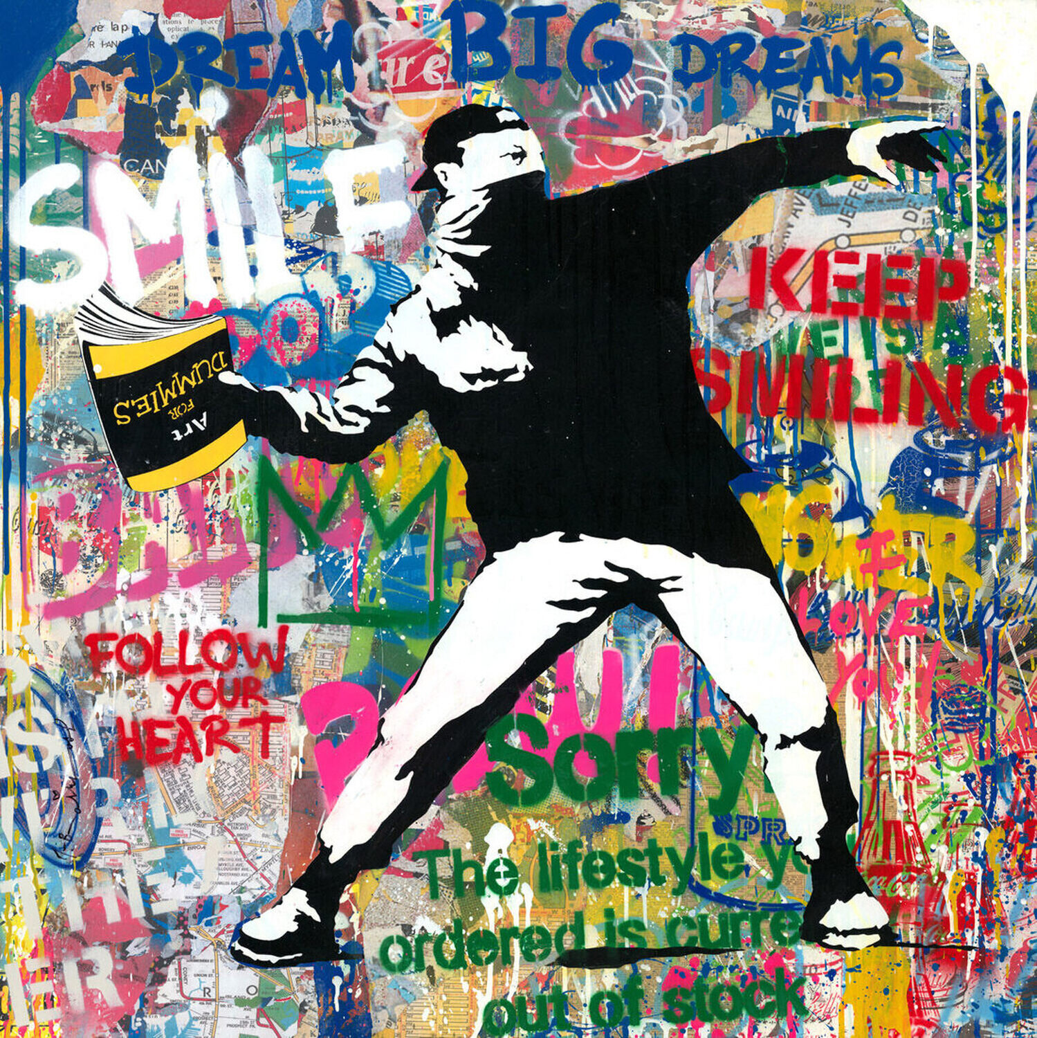 Banksy Thrower Mr. Brainwash Origineel schilderij te koop