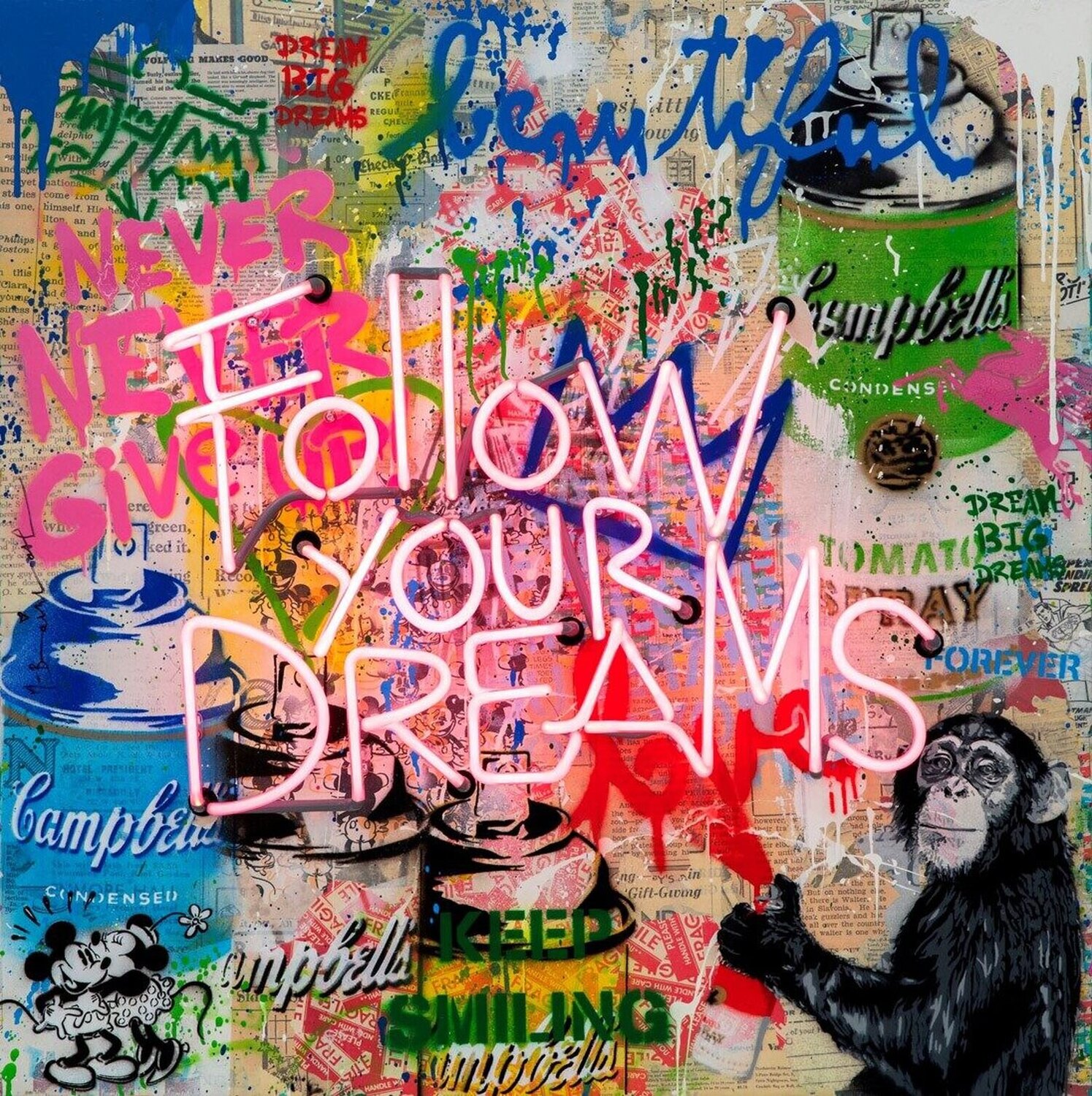 Follow Your Dreams Mr. Brainwash Dipinto originale in vendita