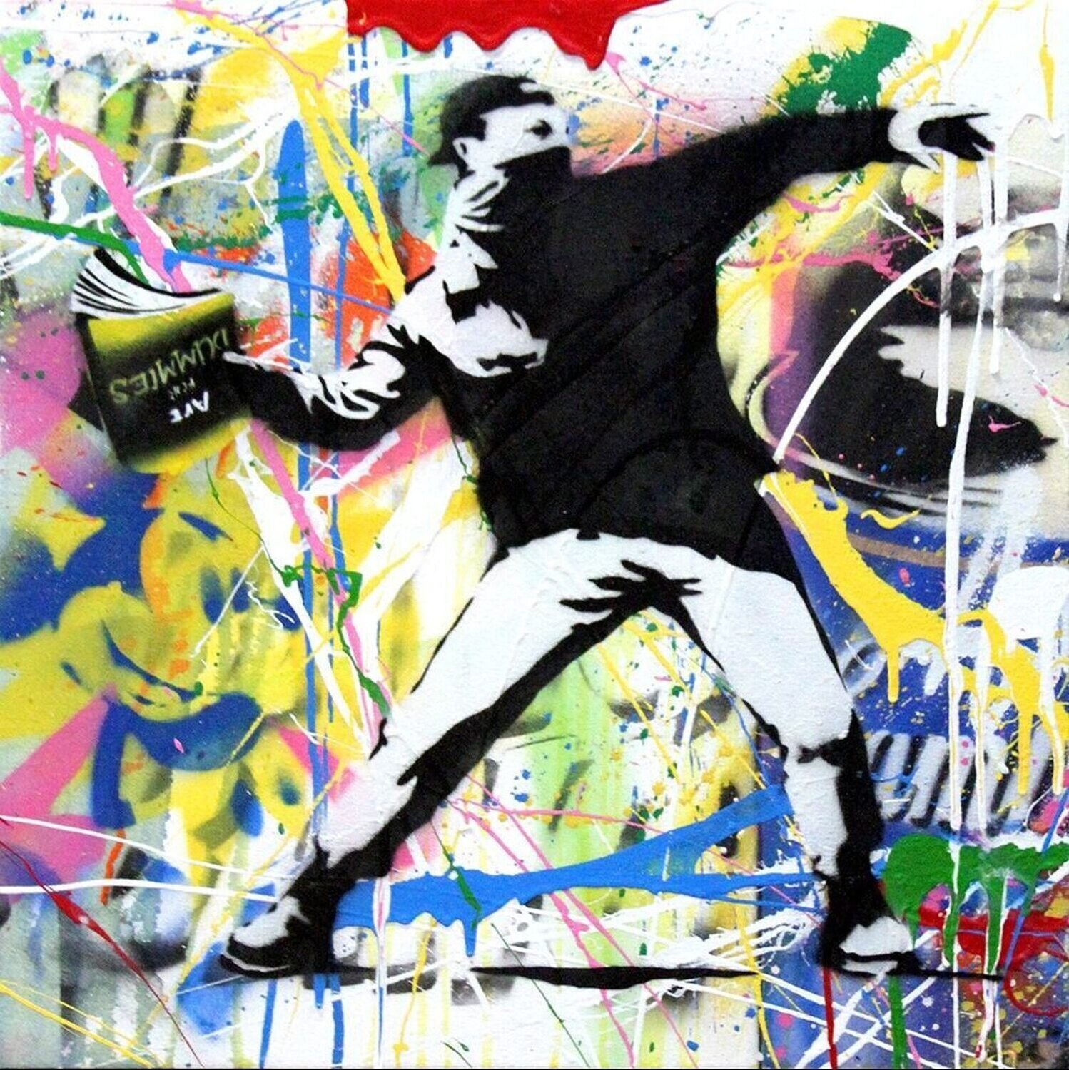 Banksy Thrower Mr. Brainwash Origineel schilderij te koop