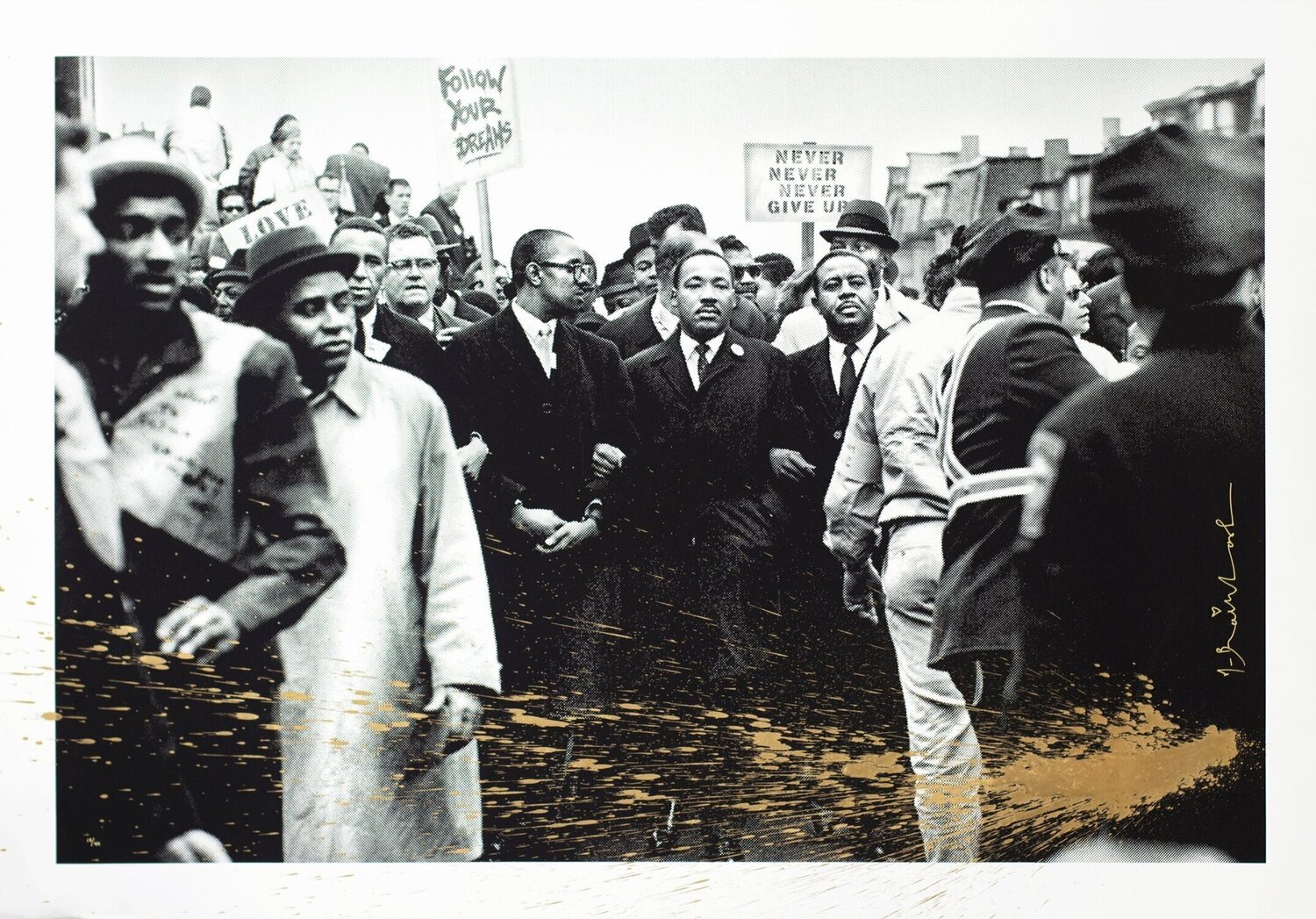 March for Love, Gold Mr. Brainwash Stampa in vendita