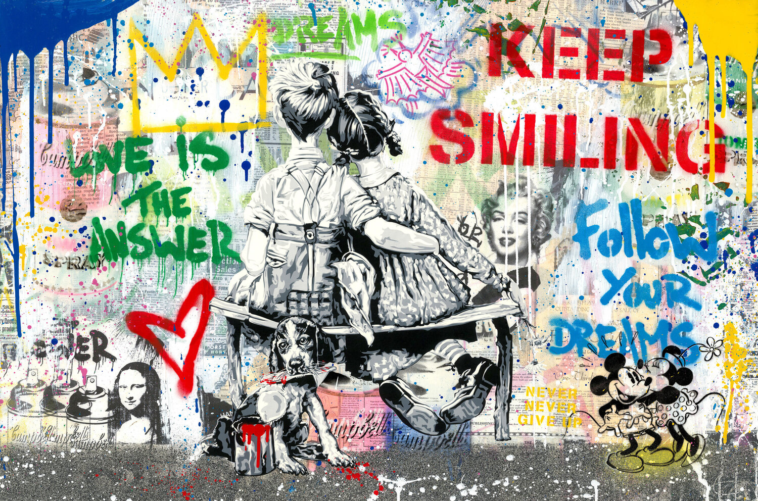 Work Well Together Mr. Brainwash Origineel schilderij te koop