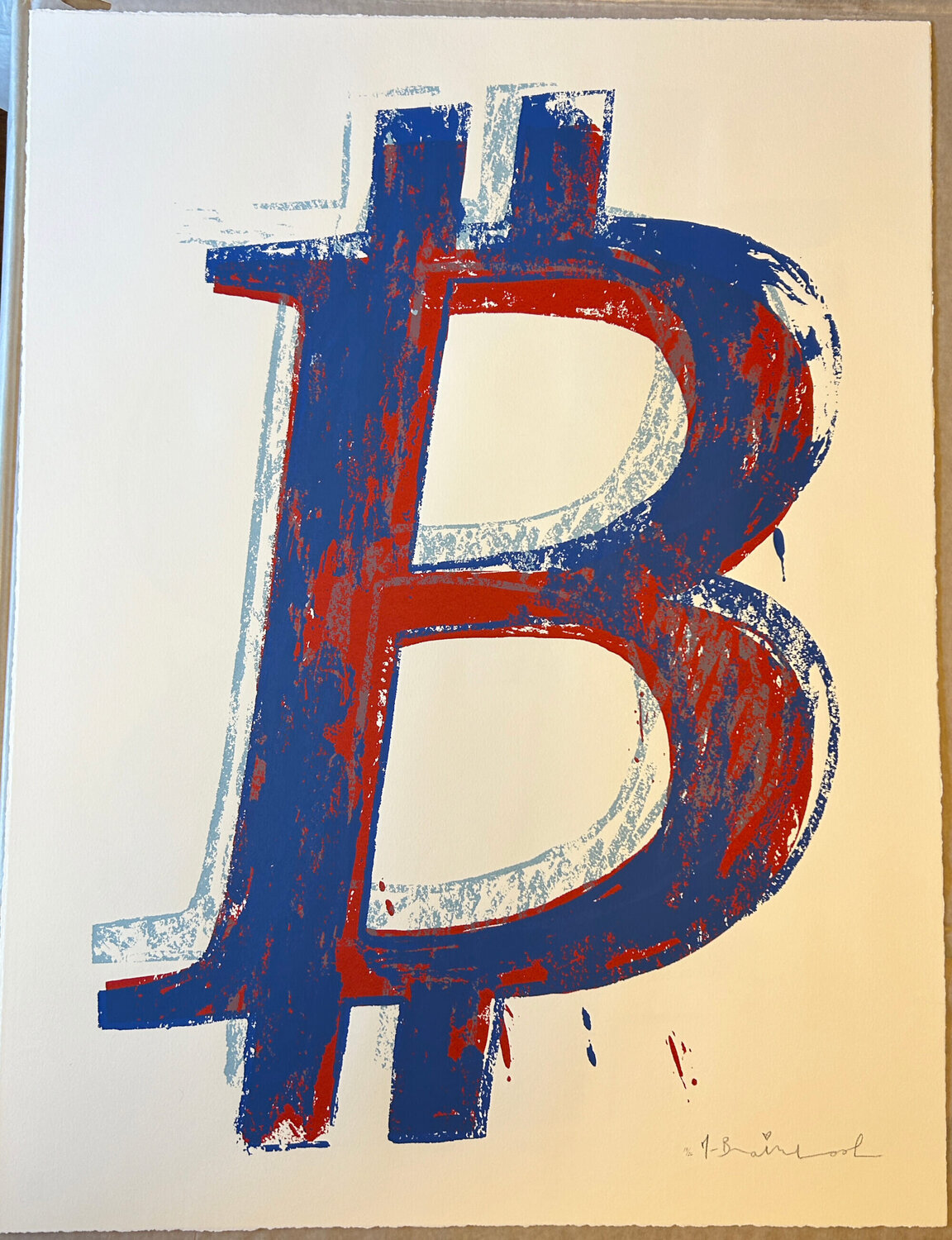 Bitcoin - Blue and Red Mr. Brainwash Print for sale