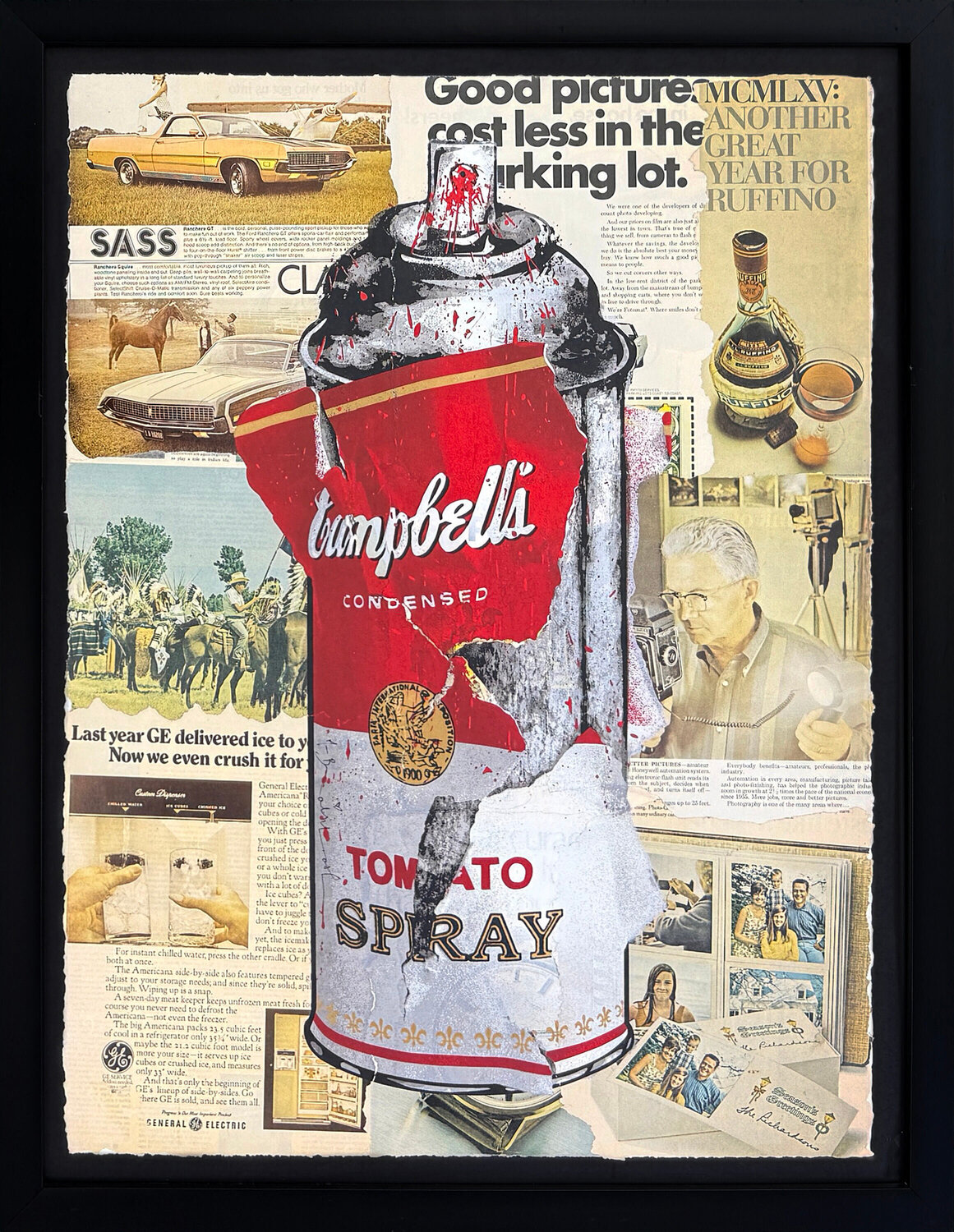 Torn Spray Can, Unique 1/1 Mixed Media Painting on Paper, Framed, COA Mr. Brainwash Originalgemälde zu verkaufen