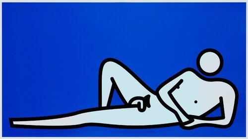Male Nude Lying Knee Up On Elbow van Julian Opie, Andere media te koop op Singulart