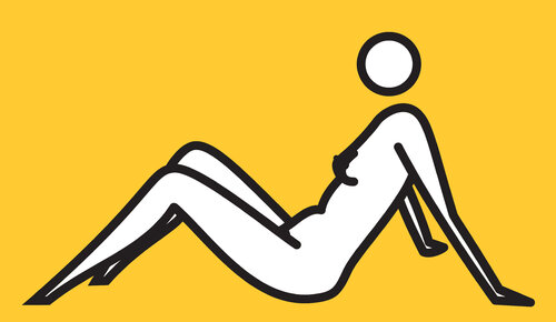 Female nude lounging knees up arms back 1 di Julian Opie, Pittura in vendita su Singulart