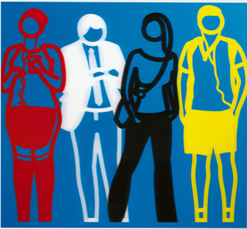 Red White Black Yellow Standing People par Julian Opie, Autres supports en vente sur Singulart