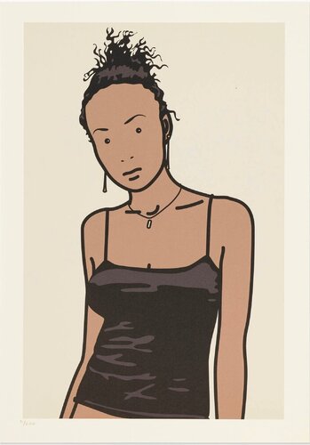 Bijou with Earrings (Shahnoza with beads) von Julian Opie, Druck kaufen auf Singulart