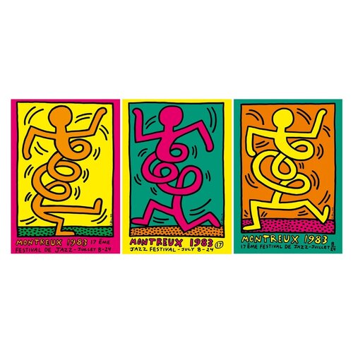 Montreux Jazz Festival Poster (Yellow, Green, Pink) von Keith Haring, Druck kaufen auf Singulart