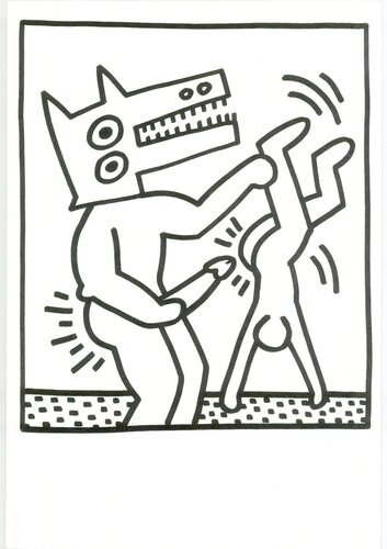 Lithograph from Lucio Amelio's Artist Haring Book (1983) van Keith Haring, Afdruk te koop op Singulart