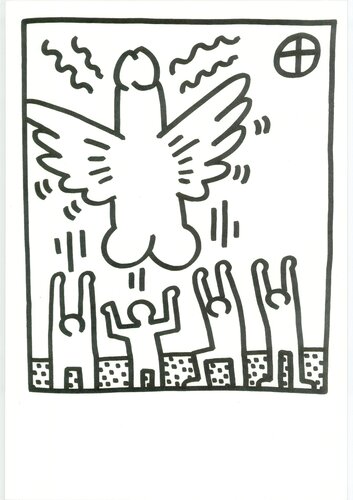 Lithograph from Lucio Amelio's Artist Haring Book (1983) van Keith Haring, Afdruk te koop op Singulart