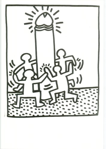 Lithograph from Lucio Amelio's Artist Haring Book (1983) di Keith Haring, Stampa in vendita su Singulart