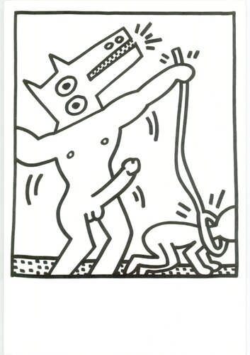 Lithograph from Lucio Amelio's Artist Haring Book (1983) di Keith Haring, Stampa in vendita su Singulart
