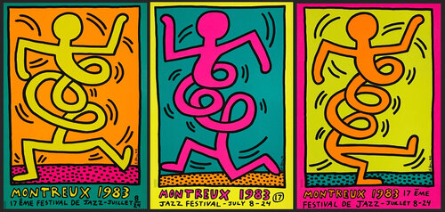 Montreux Jazz Festival (3 Silkscreen Posters) di Keith Haring, Stampa in vendita su Singulart