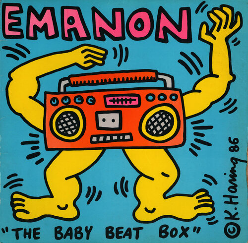 Rare Original Keith Haring Vinyl Record Art (Keith Haring boombox) van Keith Haring, Andere media te koop op Singulart