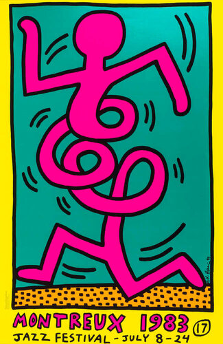 Montreux Jazz Festival Print (Yellow and Green) Poster von Keith Haring, Druck kaufen auf Singulart