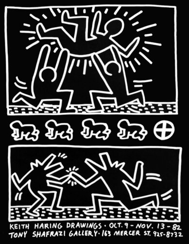 Keith Haring Drawings poster 1982 (Keith Haring Tony Shafrazi gallery 1982) van Keith Haring, Afdruk te koop op Singulart