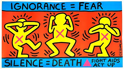 Keith Haring Ignorance = Fear, 1989 (Keith Haring Act Up poster) van Keith Haring, Afdruk te koop op Singulart