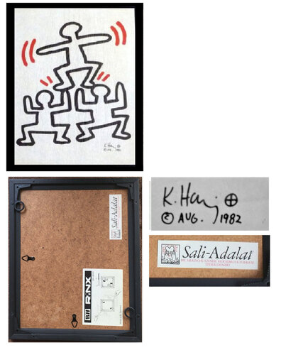 Three Men, Bayer Suite, Sali-Adalat, Edition of 70, Offset Lithograph on Glassine Paper, Museum Quality. van Keith Haring, Afdruk te koop op Singulart