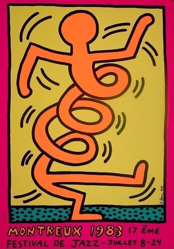 Poster for Montreux Jazz Festival 1983 (orange) von Keith Haring, Druck kaufen auf Singulart