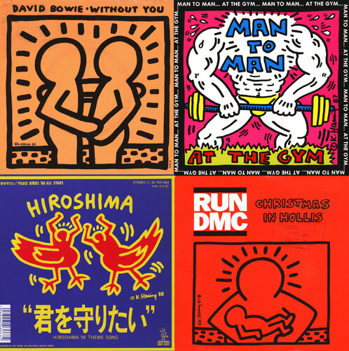 Original Keith Haring Record Art: set of 4 (1980s Keith Haring album cover art) van Keith Haring, Andere media te koop op Singulart