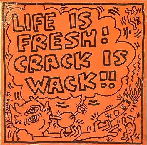 Rare original Keith Haring Record Art (Keith Haring Crack Is Wack) van Keith Haring, Andere media te koop op Singulart