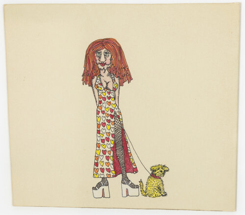 Untitled (Queen of Hearts with Dog on Leash) van Keith Haring, Werk op papier te koop op Singulart