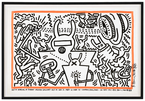Keith Haring at Robert Fraser Gallery (Signed with drawing) van Keith Haring, Afdruk te koop op Singulart