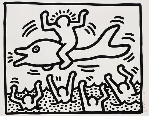 Untitled (Man On A Dolphin) van Keith Haring, Afdruk te koop op Singulart