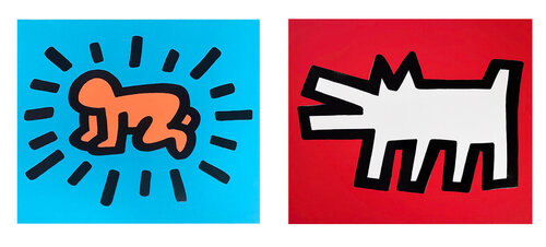 Icons: Radiant Baby & Barking Dog di Keith Haring, Stampa in vendita su Singulart