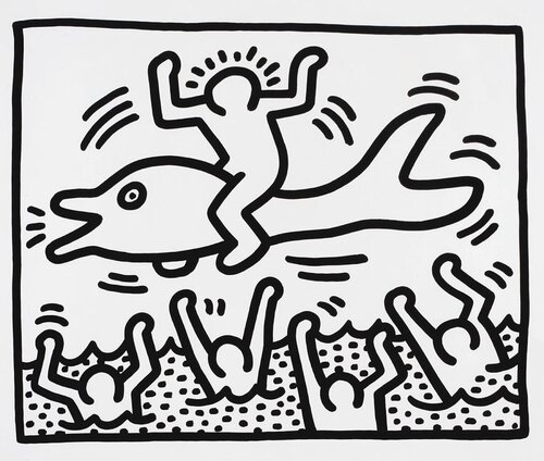 Man On Dolphin de Keith Haring, Obra en papel a la venta en Singulart