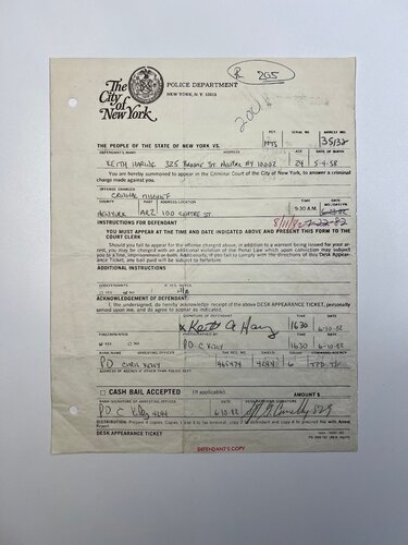 The City of New York Police Department Arrest Report (Criminal Mischief) par Keith Haring, Autres supports en vente sur Singulart