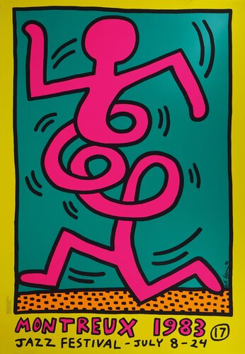 Swing Yellow, Montreux Jazz Festival, Sérigraphie originale signée par Keith Haring, Édition en vente sur Singulart