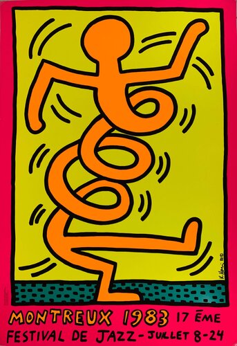Swing Pink, Montreux Jazz Festival, Sérigraphie originale signée by Keith Haring, Print for Sale on Singulart