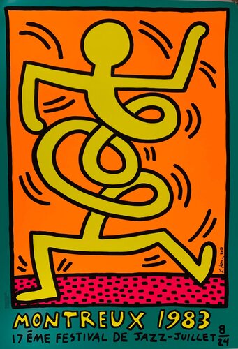 Swing Green, Montreux Jazz Festival, Sérigraphie originale signée by Keith Haring, Print for Sale on Singulart