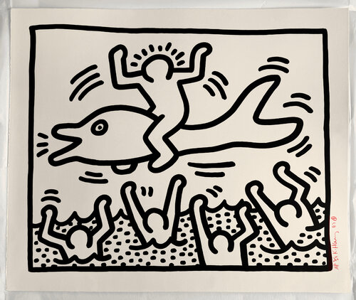 Untitled (Man on Dolphin) von Keith Haring, Druck kaufen auf Singulart