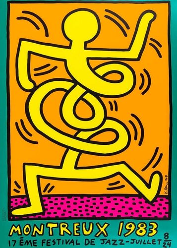 Montreux Jazz Festival (Green) Print Poster van Keith Haring, Afdruk te koop op Singulart