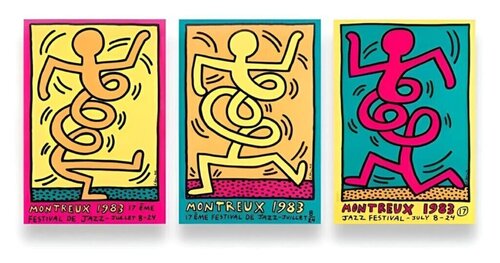 Montreux Jazz De Festival (set of 3 - Green, Pink & Yellow) by Keith Haring, Print for Sale on Singulart