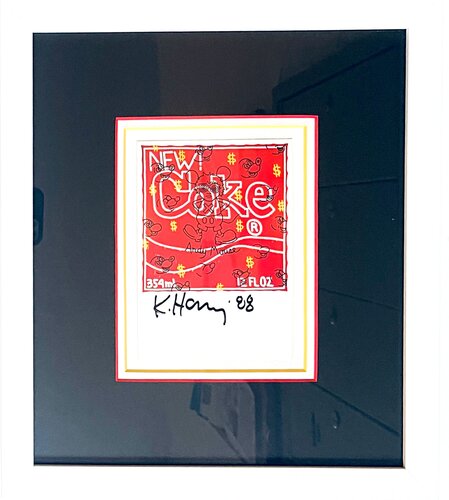Art Card: Keith Haring - Andy Mouse - New Coke, Hand signed by Keith Haring, from the collection of UACC President Cordelia Platt de Keith Haring, Impresión a la venta en Singulart