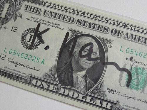 Dollar, ahdn signed by Keith Haring, Other Media for Sale on Singulart