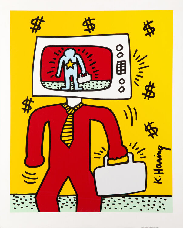 Keith Haring、No.59、希少画集画、新品額装付、状態良好 KEITH HARING ESTATE RARE 1993 LITHOGRAPH PRINT COLLECTOR POSTER