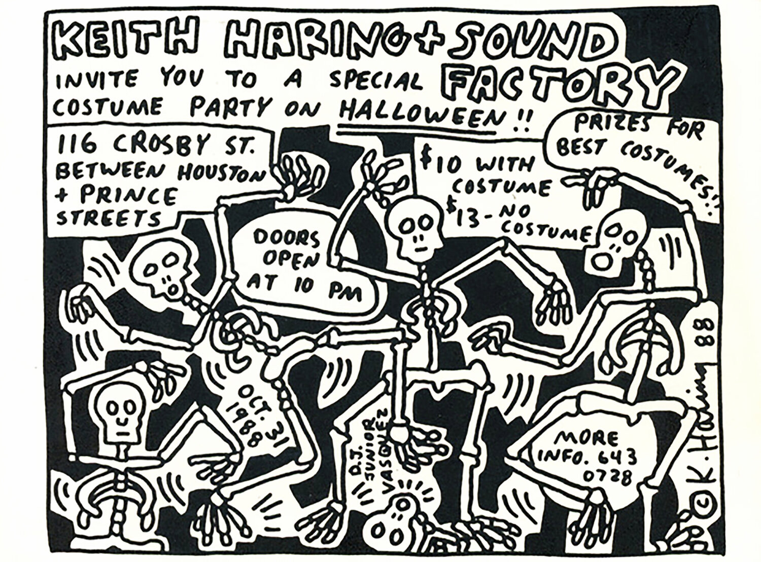 Keith Haring Sound Factory Halloween (Keith Haring Skeletons) Keith Haring Druck zu verkaufen