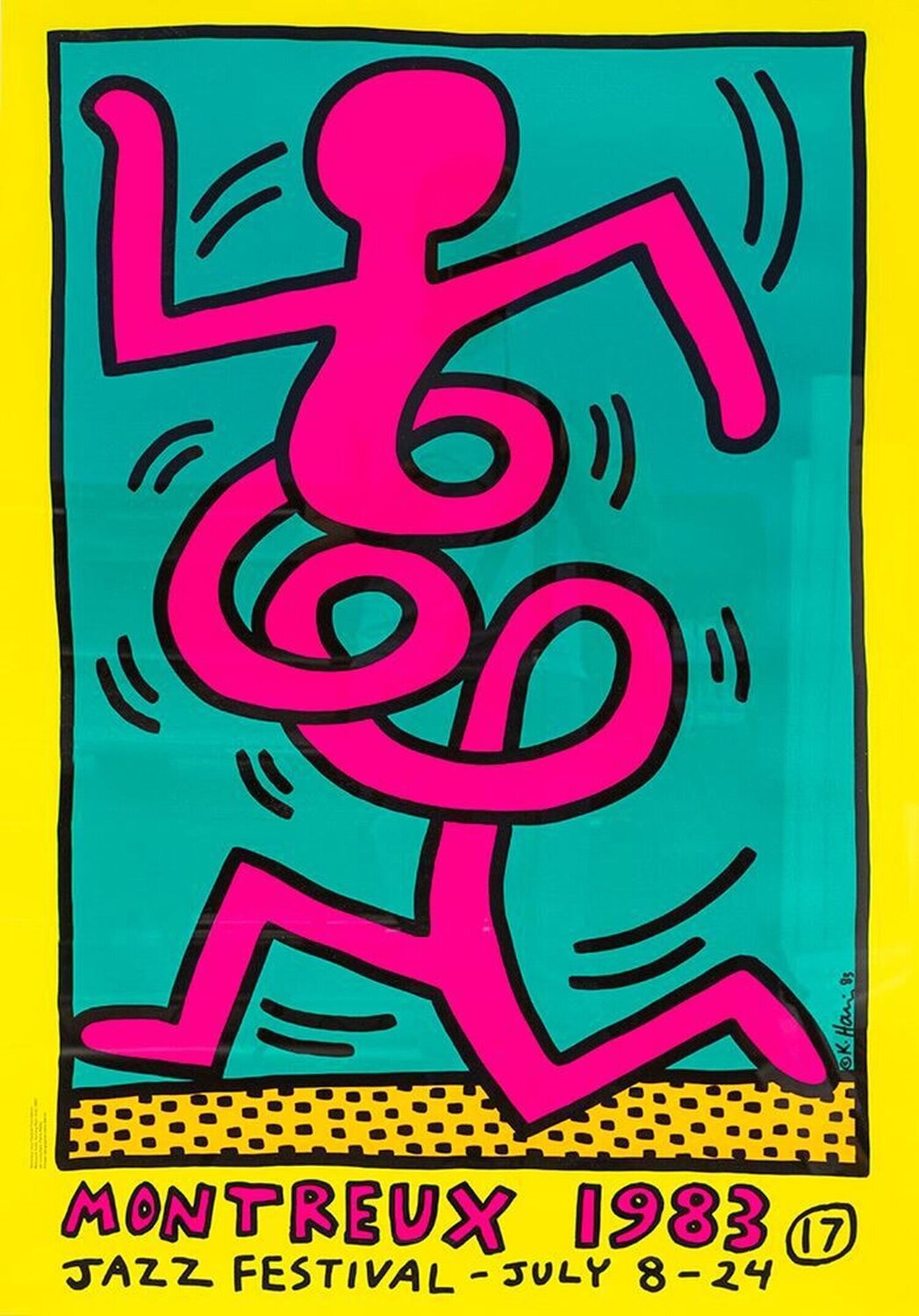 Montreux Jazz Festival (Yellow) Keith Haring Druck zu verkaufen