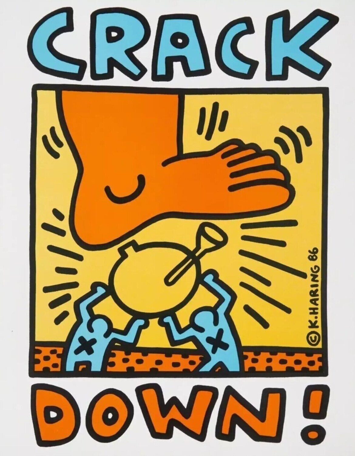 Crack Down! (Original 1986 Poster) Keith Haring Afdruk te koop