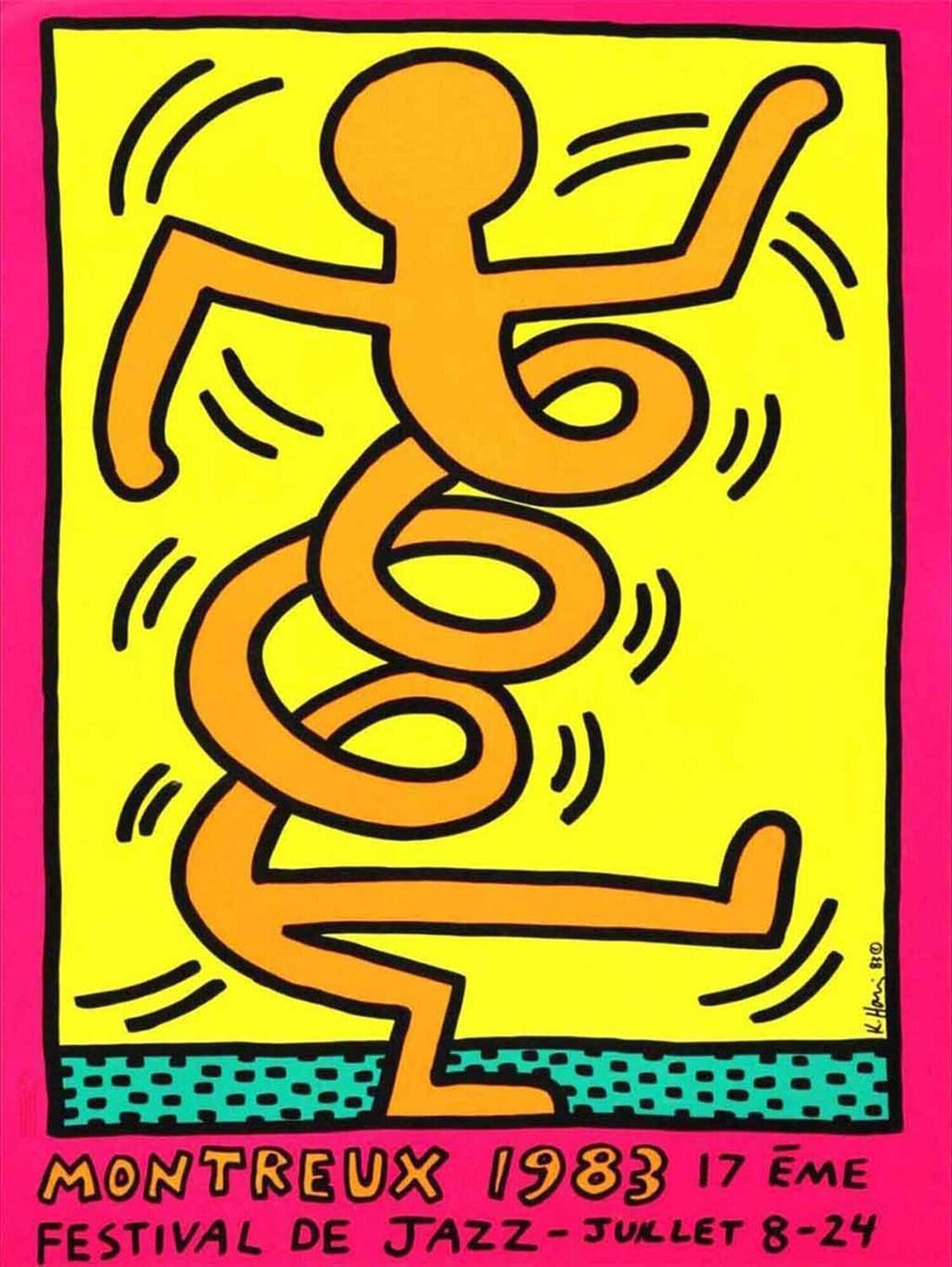 Montreux Jazz Festival, 1983 (Pink) Keith Haring Druck zu verkaufen