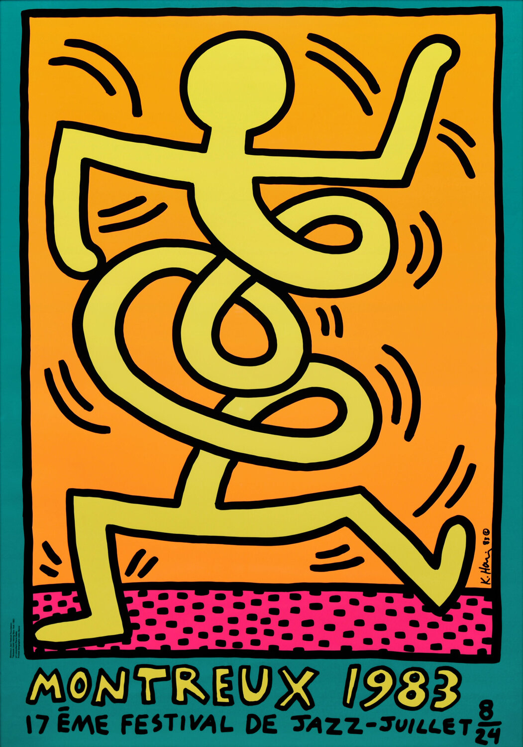 Montreux Jazz Festival (Yellow Man) Keith Haring Druck zu verkaufen