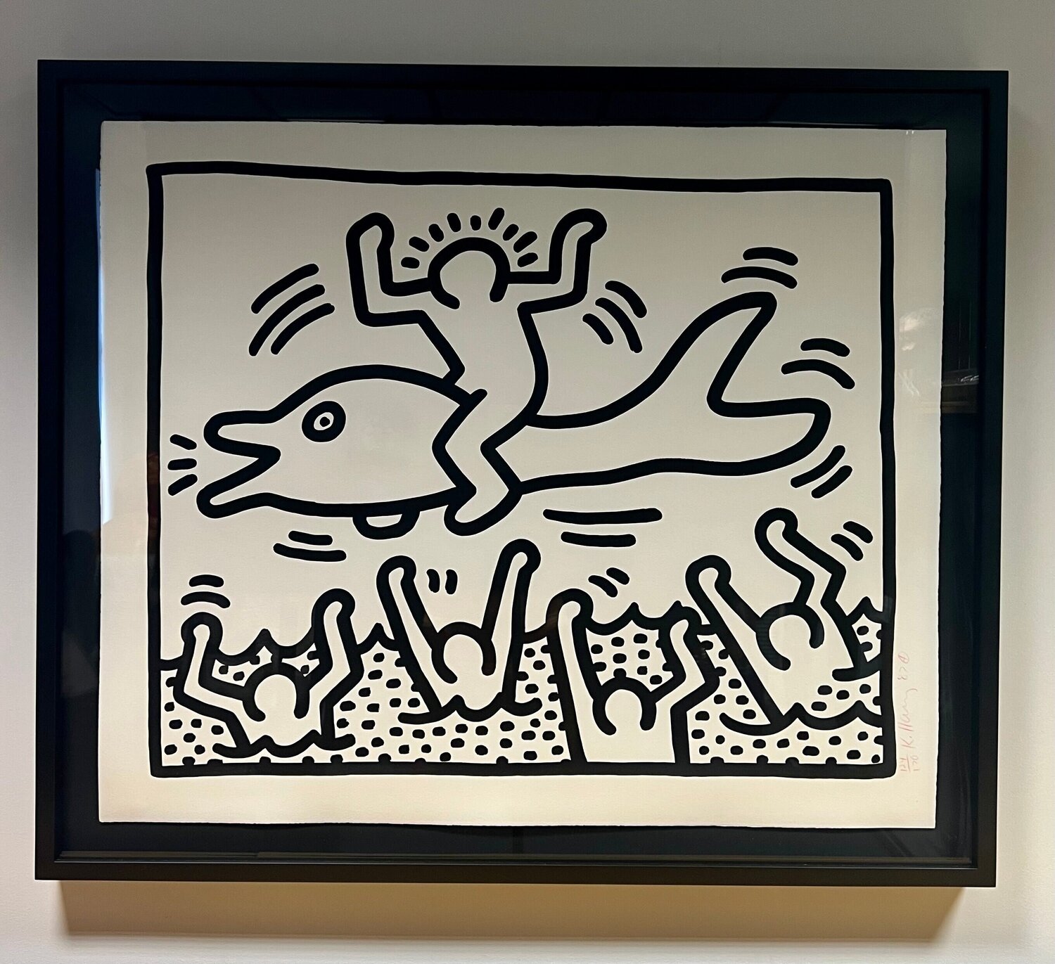 Untitled (Man on Dolphin) Keith Haring Afdruk te koop