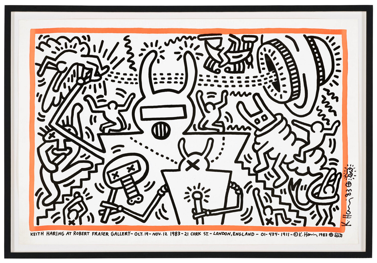 Keith Haring at Robert Fraser Gallery (Signed with drawing) Keith Haring Stampa in vendita