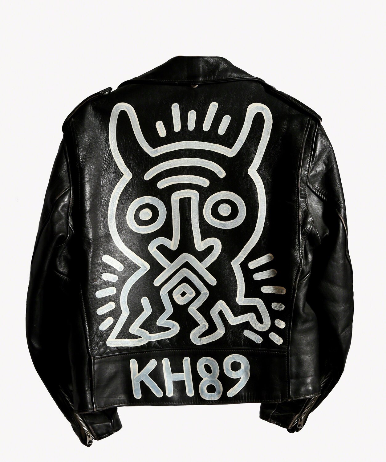 Schott Motorcycle Jacket Painting Keith Haring Origineel schilderij te koop